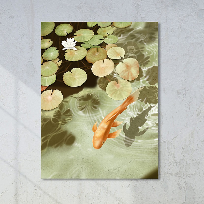 c267 (BY MOMO) 잉어와 연꽃 풍수지리  캔버스그림