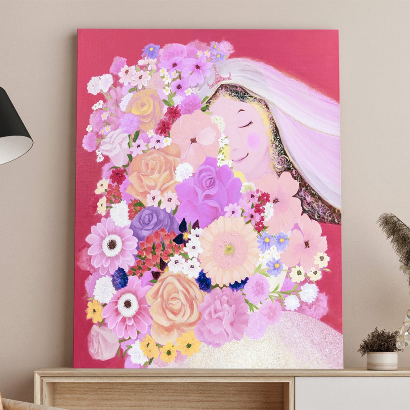 wp105 (오유빈) 제일 행복해 핑크 꽃그림 캔버스그림