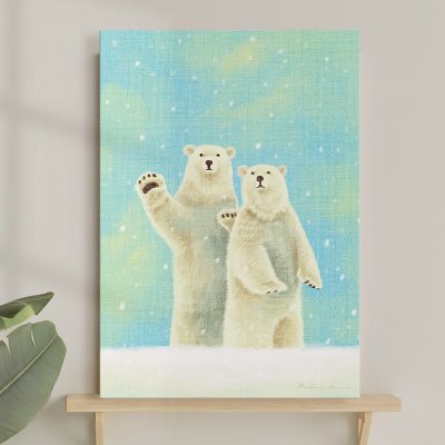 c203 (BY MOMO) 행복한 북극곰 동물일러스트 캔버스그림