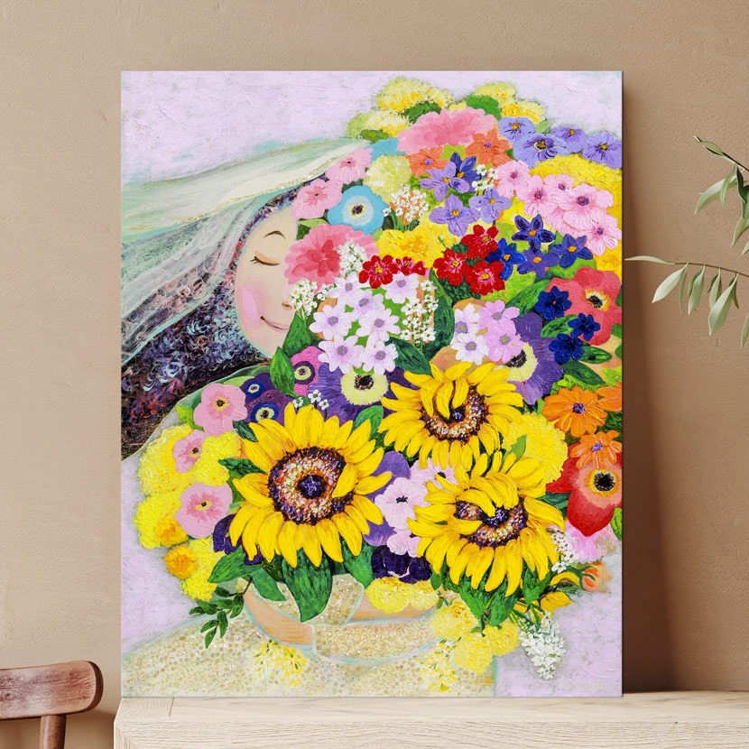 wp098 (오유빈) 제일 행복해 꽃그림 캔버스그림