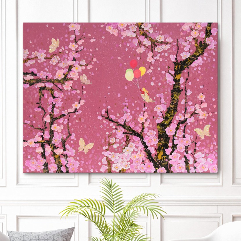 wp128 (오유빈) 페스티벌 꽃비 핑크  캔버스그림