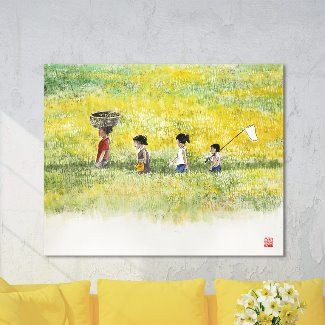 op034 (이종구) 한국화 유채꽃길 수묵화 캔버스그림